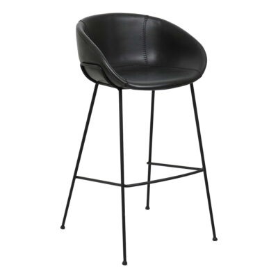 Barhocker Feston, Leder, schwarz